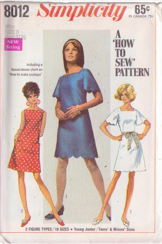 SIMPLICITY PATTERN 8012 SIZE 8 MISSES' DRESS IN 2 VARIATIONS UNCUT