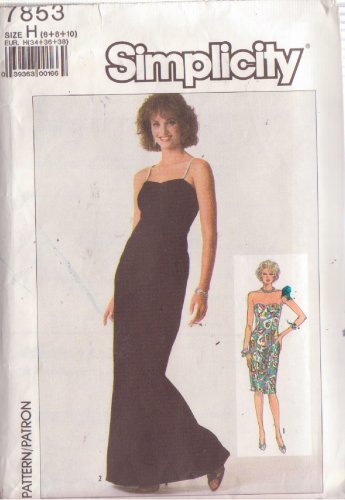 SIMPLICITY PATTERN 7853 SIZES 6/8/10 MISSES' EVENING DRESS IN 2 LENGTHS