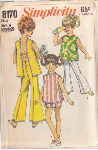 SIMPLICITY VINTAGE PATTERN 8170 SIZE 4 CHILD'S SHORTS AND TOP