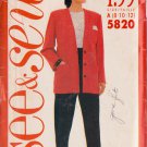 Butterick pattern 5820 sizes 8/10/12 misses' jacket and pants