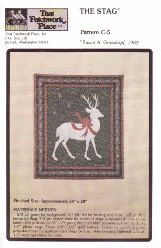 THE STAG WALL HANGING BY THE PATCHWORK PLACE NO. C-5 UNCUT