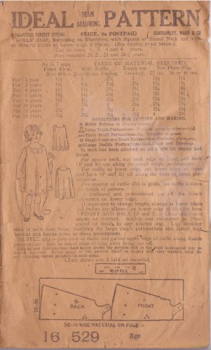 IDEAL VINTAGE PATTERN 16 529 SIZE 4 circa1910's GIRLS SLIP