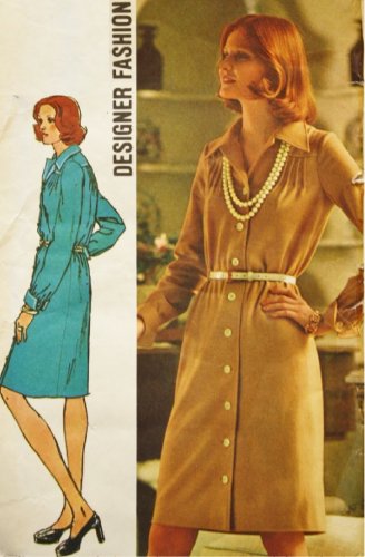 SIMPLICITY VINTAGE 1973 PATTERN 5731 SIZE 12 MISSES' BUTTON FRONT #1 DRESS #1