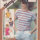 SIMPLICITY VINTAGE 1983 PATTERN 5933 SIZE 8 MISSES' PULLOVER TOP IN 4 VARIATIONS