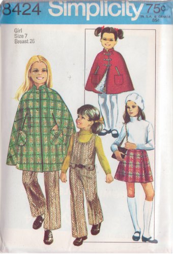 SIMPLICITY 1969 PATTERN 8424 SZ 7 GIRL'S PANTJUMPER CAPE WRAP SKIRT UNCUT