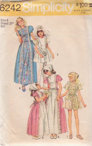 SIMPLICITY VINTAGE 1965 PATTERN 6242 SIZE 8 GIRLS' DRESS 2 LENGTHS SCARF