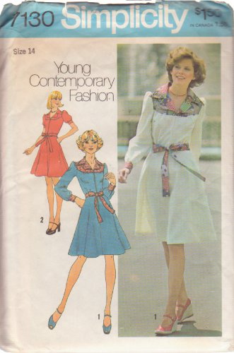 SIMPLICITY VINTAGE 1975 PATTERN 7130 SIZE 14 MISSES DRESS 2 LENGTHS