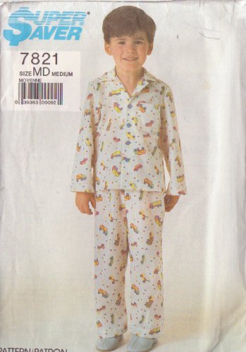 SIMPLICITY VINTAGE 1986 PATTERN 7821 SIZE MEDIUM CHILD'S PAJAMAS UNCUT
