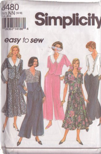 SIMPLICITY PATTERN 8480 SZ 10-16 MISSES PULL-ON PANTS, SKIRT,TOP 2 VARIATIONS