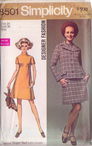 SIMPLICITY 8501 SIZE 14 PATTERN MISSES&acirc;�� DESIGNER DRESS AND JACKET UNCUT