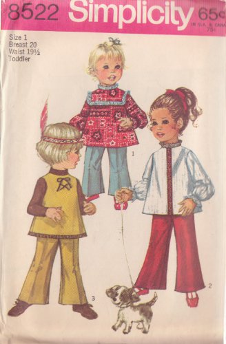 SIMPLICITY PATTERN 8522 SZ 1 TODDLERS&acirc;�� TOP, BELL BOTTOM PANTS