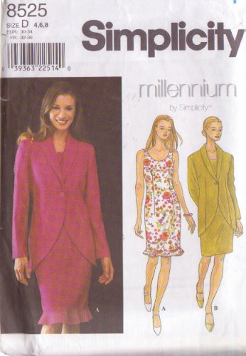 SIMPLICITY PATTERN 8525 SIZES 4/6/8  MISSES' DRESS & JACKET UNCUT