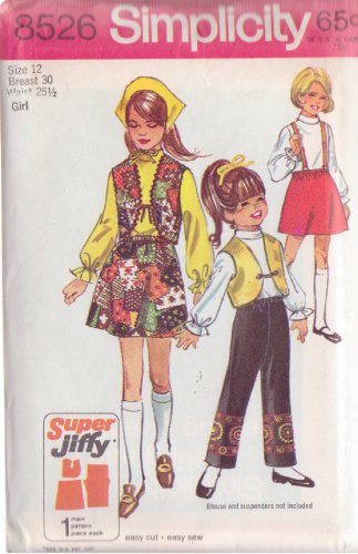SIMPLICITY PATTERN 8526 SIZE 12 FOR GIRL&acirc;��S SKIRT, VEST, PANTS