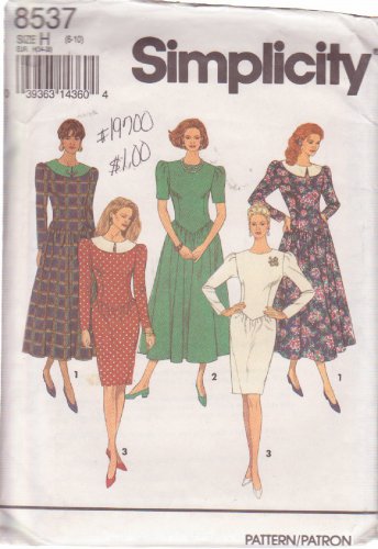 SIMPLICITY PATTERN 8537 SIZES 6-10 MISSES DRESS WITH SLIM OR FULL SKIRT