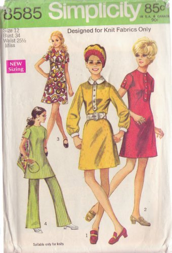 SIMPLICITY PATTERN 8585 SIZE 12 MISSES' DRESS, TUNIC, PANTS