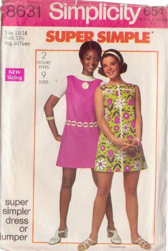 SIMPLICITY PATTERN 8631 SIZE 13/14  YOUNG JUNIOR/TEEN SIMPLE DRESS OR JUMPER