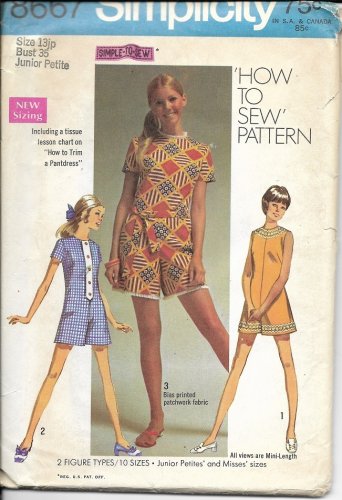 SIMPLICITY PATTERN 8667 SIZE 13jp JUNIOR PETITE MINI PANTDRESS UNCUT