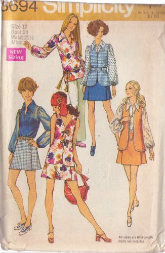 SIMPLICITY PATTERN 8694 SIZE 12  MISSES' MINI PANTSKIRT, BLOUSE, VEST