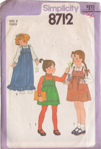 SIMPLICITY PATTERN 8712 SIZE 3 TODDLER'S JUMPER IN 2 LENGTHS, BLOUSE