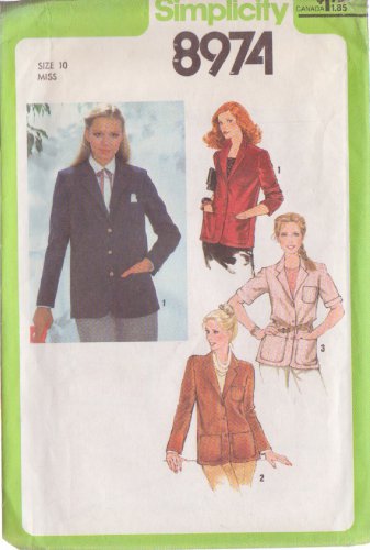 SIMPLICITY PATTERN 8974 SIZE 10 MISSES&acirc;�� LINED/UNLINED BLAZER 2 VARIATIONS UNCUT