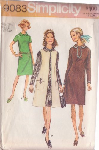 SIMPLICITY PATTERN 9083 SIZE 18 &Acirc;&frac12; MISSES' DRESS AND VEST-COAT
