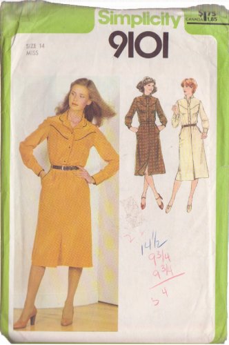 SIMPLICITY VINTAGE PATTERN 9101 SIZE 14 MISSES WESTERN THEME 2 PIECE DRESS