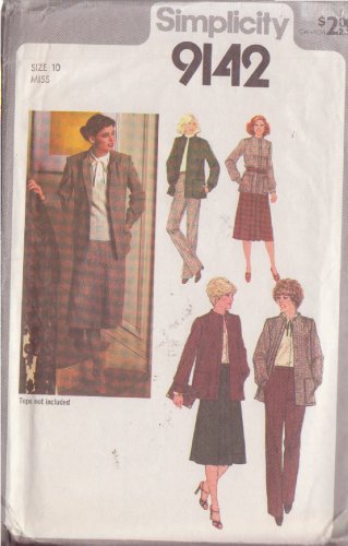 SIMPLICITY VINTAGE PATTERN 9142 SIZE 10 MISSES SKIRT, PANTS, JACKET