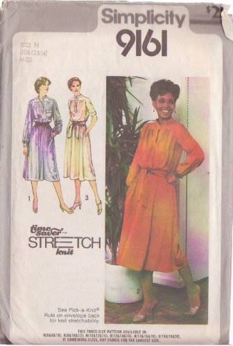 SIMPLICITY PATTERN 9161 SIZES 10-12 FOR A MISSES' PULLOVER DRESS AND SASH
