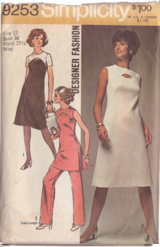 SIMPLICITY PATTERN 9253 SIZE 12 MISSES' DRESS OR TUNIC AND PANTS