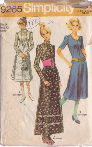 SIMPLICITY PATTERN 9265 SIZE 9 JUNIOR/MISSES' DRESS IN 2 VARIATIONS