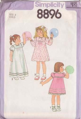 SIMPLICITY PATTERN 8896 SIZE 3 GIRL'S DRESS IN 2 LENGTHS