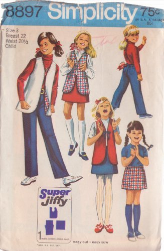 SIMPLICITY PATTERN 8897 SIZE 3 GIRL'S SKIRT, PANTS & REVERSIBLE VEST