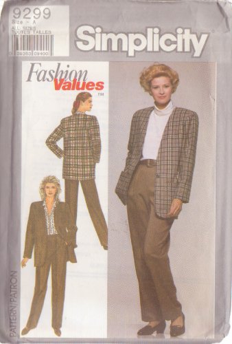 SIMPLICITY VINTAGE PATTERN 9299 SIZES 8 - 18 MISSES' PANTS, UNLINED JACKET UNCUT