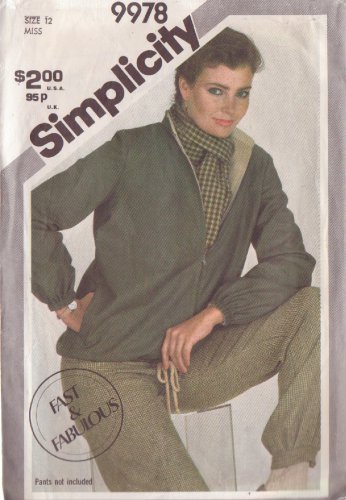 SIMPLICITY PATTERN 9978 SIZE 12 MISSES' REVERSIBLE JACKET