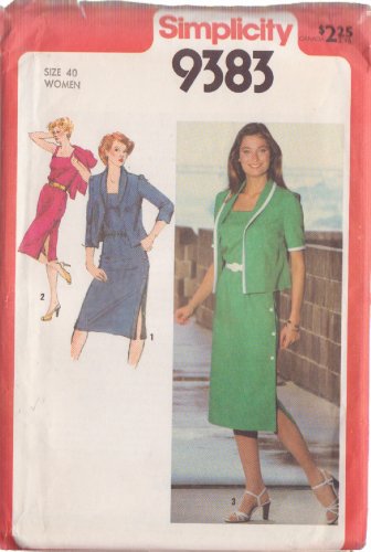 SIMPLICITY PATTERN 9383 SZ 40 MISSES' SIDE-BUTTON DRESS AND UNLINED JACKET