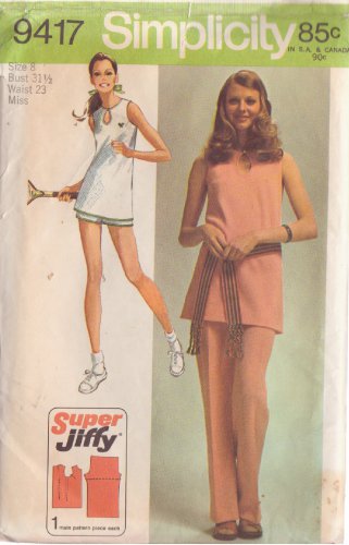 SIMPLICITY PATTERN 9417 SIZE 8 MISSES' PANTS, SHORTS, TENNIS TUNIC