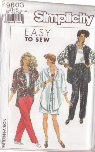 SIMPLICITY VINTAGE 1990 PATTERN 9603 SZ 6-14 MISSES' PANTS SHORTS TOP OS SHIRT