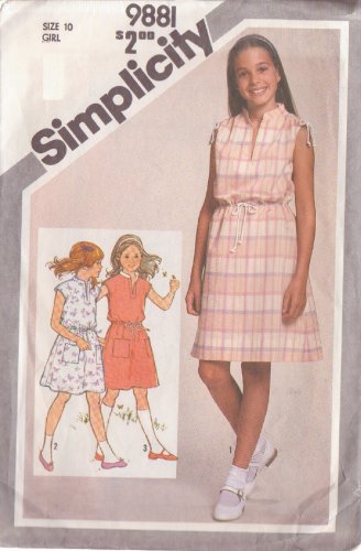 SIMPLICITY VINTAGE 1980 PATTERN 9881 SIZE 10 GIRL'S PULLOVER DRESS