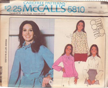 McCALL'S PATTERN 5810 SZ 14 MISSES' BLOUSE IN 4 VARIATIONS