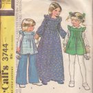 McCALL'S PATTERN 3744 DATED 1973 SIZE 6 GIRL'S DRESS, JUMPER, PANTS