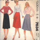 McCALL'S PATTERN 7634 DATED 1981 SIZE 14 MISSES' FRONT WRAPPED SKIRTS McCALL'S PATTERN 7634 DATED 1981 SIZE 14 MISSES' FRONT WRAPPED SKIRTS