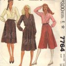 McCALL'S PATTERN 7764 DATED 1981 SIZE 14 MISSES' BLOUSE CULOTTES SKIRT