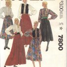 McCALL'S PATTERN 7800 SIZE 14 MISSES' VEST, BLOUSE AND SKIRT UNCUT