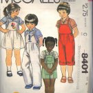McCALL'S VINTAGE 1983 PATTERN 8401 CHILD'S SIZE 6 UNISEX SHIRT JUMPER OVERALLS