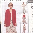 McCALL'S PATTERN 7994 SZS 12/14/16 DATED 1995 MISSES' JACKET, VEST, PANTS, SKIRT McCALL'S PATTERN 7994 SZS 12/14/16 DATED 1995 MISSES' JACKET, VEST, PANTS, SKIRT