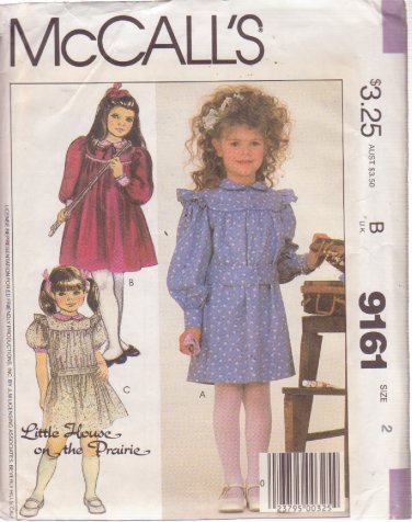 McCALL'S VINTAGE 1984 PATTERN 9161 SIZE 2 GIRLS' DRESS & SASH 3 VERSIONS
