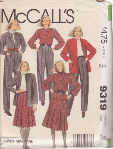 McCALL'S VINTAGE 1984 PATTERN 9319 SIZE 8 MISSES' JACKET BLOUSE SKIRT PANTS