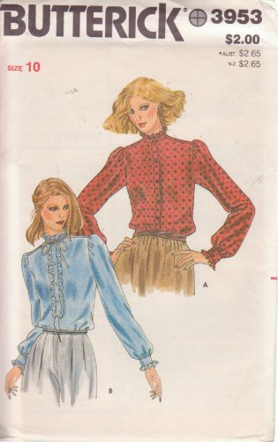 BUTTERICK PATTERN 3953 SIZE 10 MISSES' BLOUSE 2 VARIATIONS