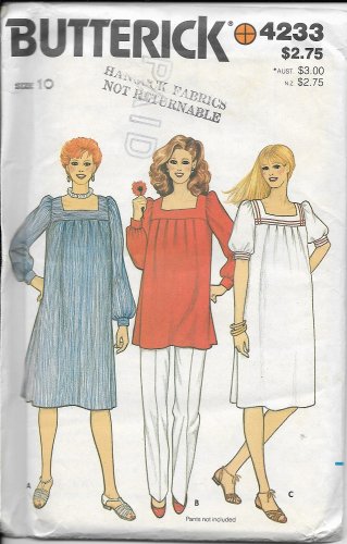 BUTTERICK PATTERN 4233 SIZE 10 MISSES' MATERNITY DRESS AND TUNIC UNCUT