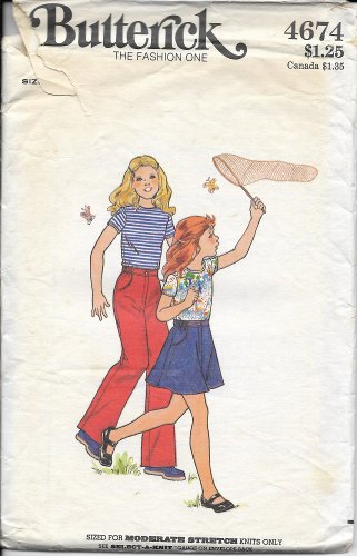 BUTTERICK PATTERN 4674 SIZE 4  GIRLS' TOP, SKIRT & PANTS